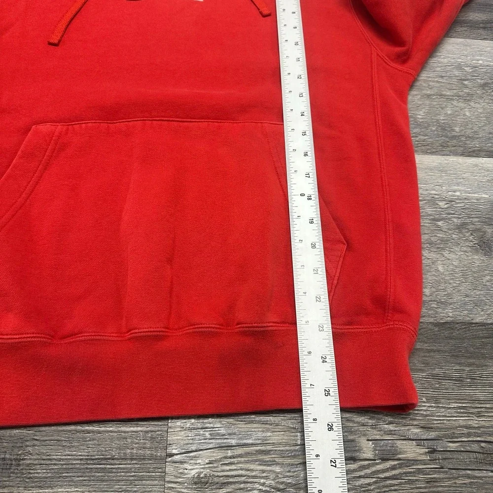 Nike Air Red Gray Mens S Big Center‎ Swoosh Spellout Cotton Pullover Hoodie